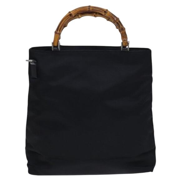 GUCCI Bamboo Hand Bag Nylon Black Silver 002 2122 002 2122 - Picture 3 of 12